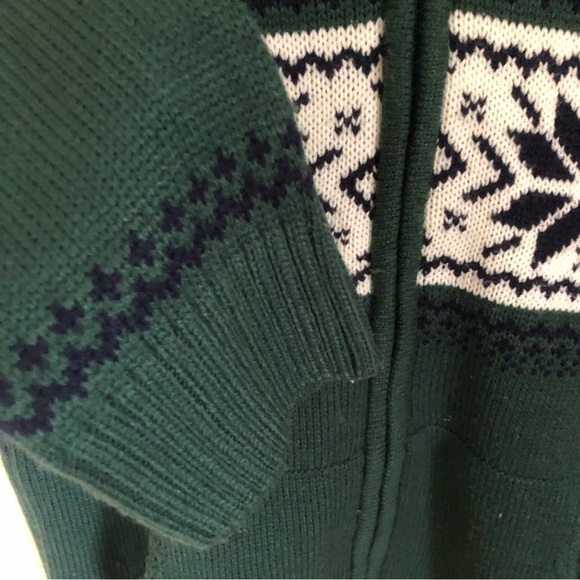 Vintage  Cozy Coastal Cottagecore Nordic Zip Up Hooded  Cardigan Medium - Picture 5 of 8